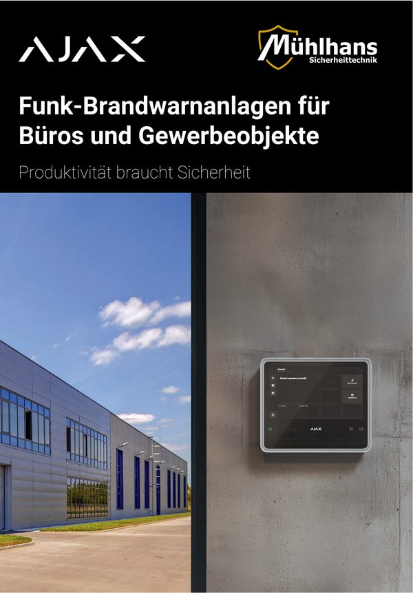 Titelseite: Funk-Brandwarnanlagen für Büros und Gewerbeobjekte